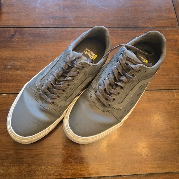 Vans Old Skool Ward Leather Sneaker Lace Up Comfort Skate Shoe Pewter Men’s 8.5 - Picture 1 of 3
